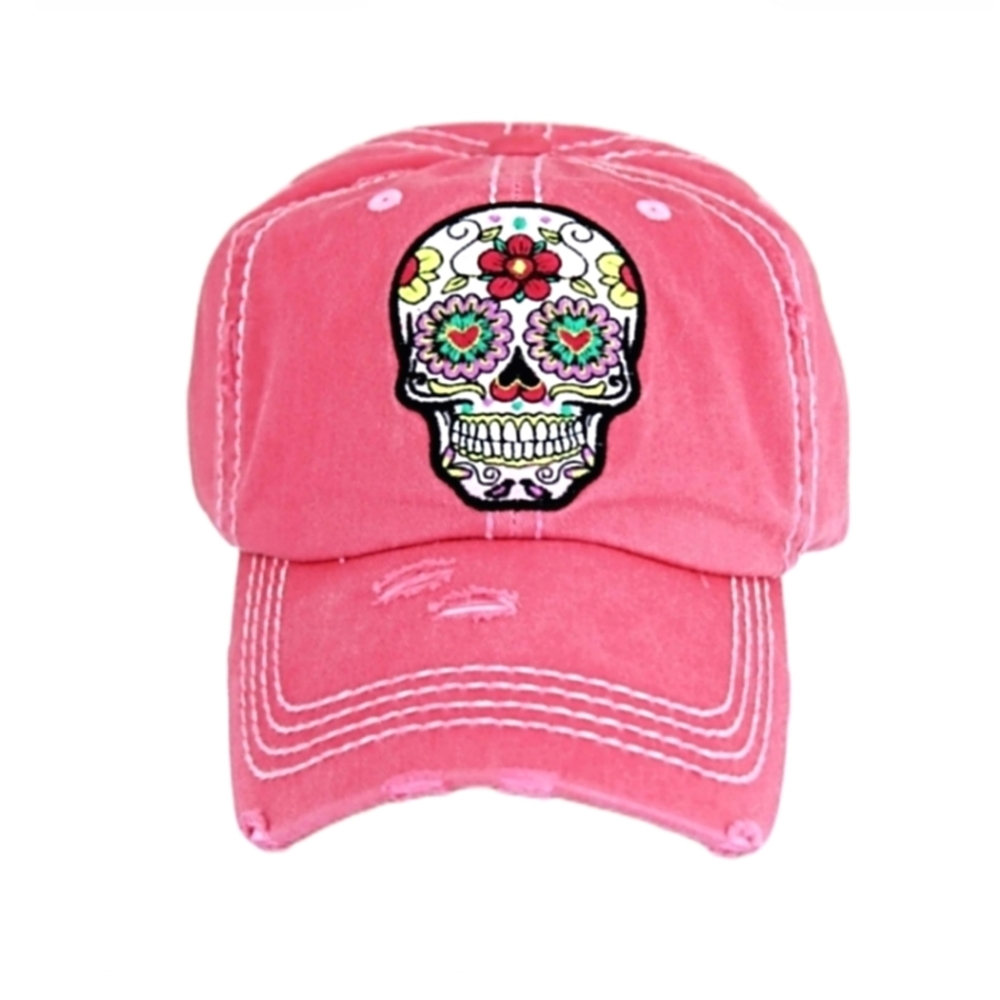 SUGAR SKULL DISTRESSED CAP